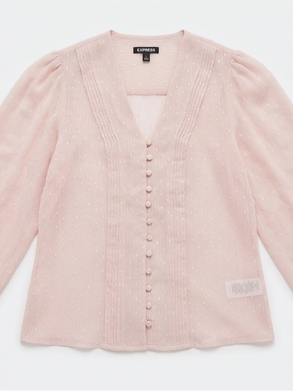 Express Pale Pink Textured Button-Front Blouse